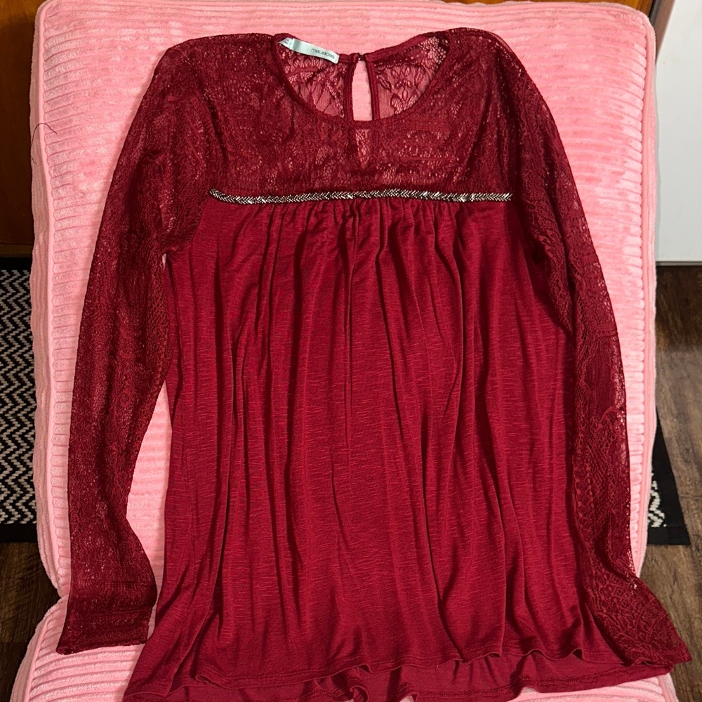 Maurices Red Lace Blouse